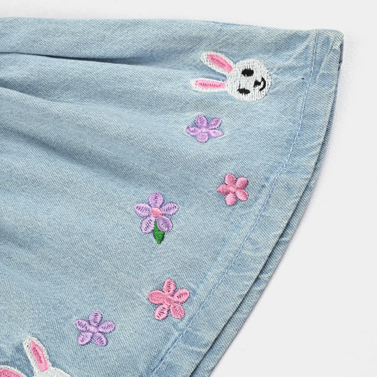 Infant Girls Denim Skirt Cherry And Bunny-LT.Blue