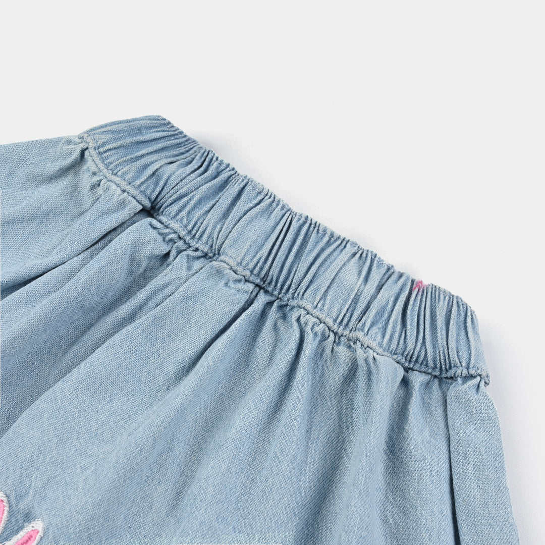 Infant Girls Denim Skirt Cherry And Bunny-LT.Blue