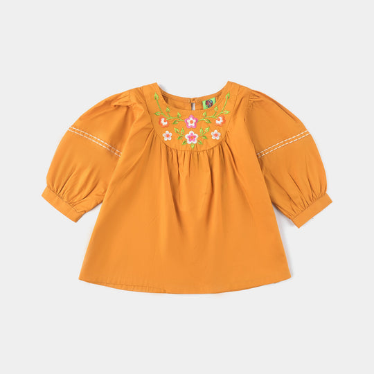 Infant Girls Cotton Poplin Emb Top Sea Port-C.Yellow