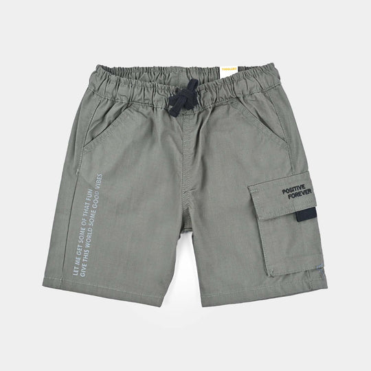 Boys Cotton Twill Short Positive Forever-Miltry Green