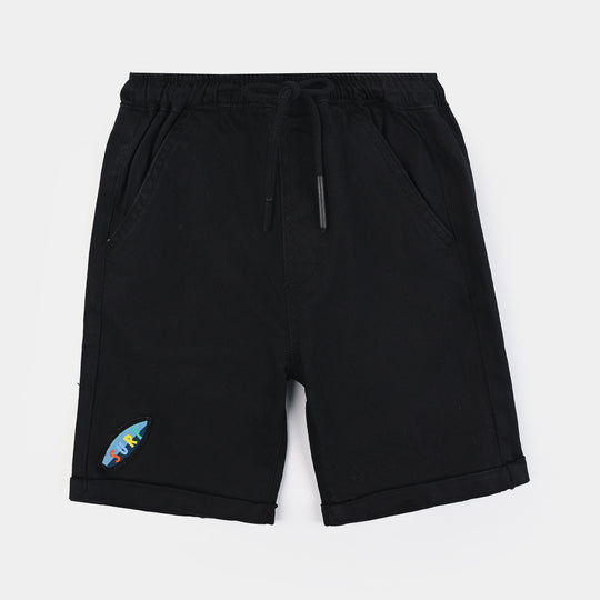 Boys Cotton Twill Short Surf-BLACK