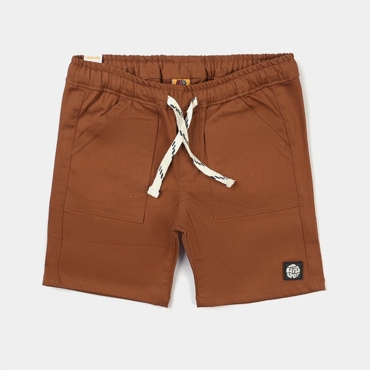 Boys Cotton Twill Short Wave Spot-Dark Brown