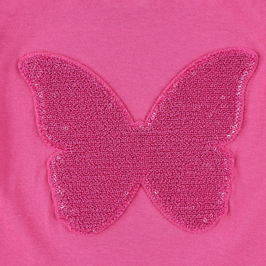 Girls Cotton Jersey T-Shirt H/S Butterfly-Fuchsia