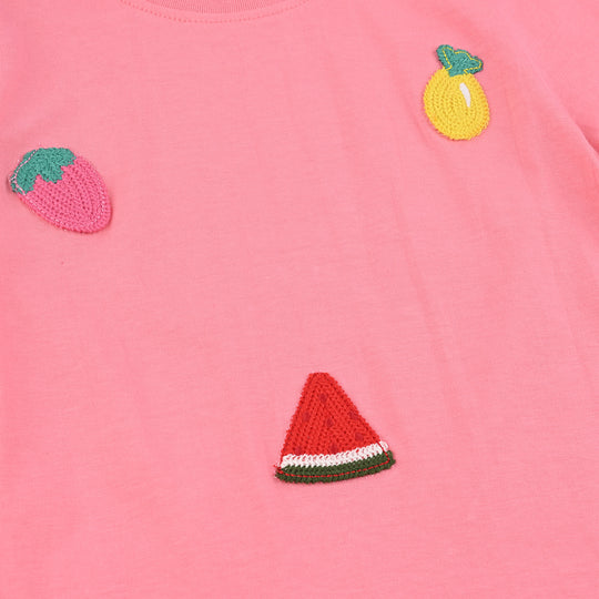 Girls Cotton Jersey T-Shirt H/S Fruits-STRAWBERRY