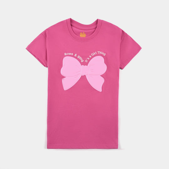 Girls Cotton jersey T-Shirt H/S Lovely-Fuchsia