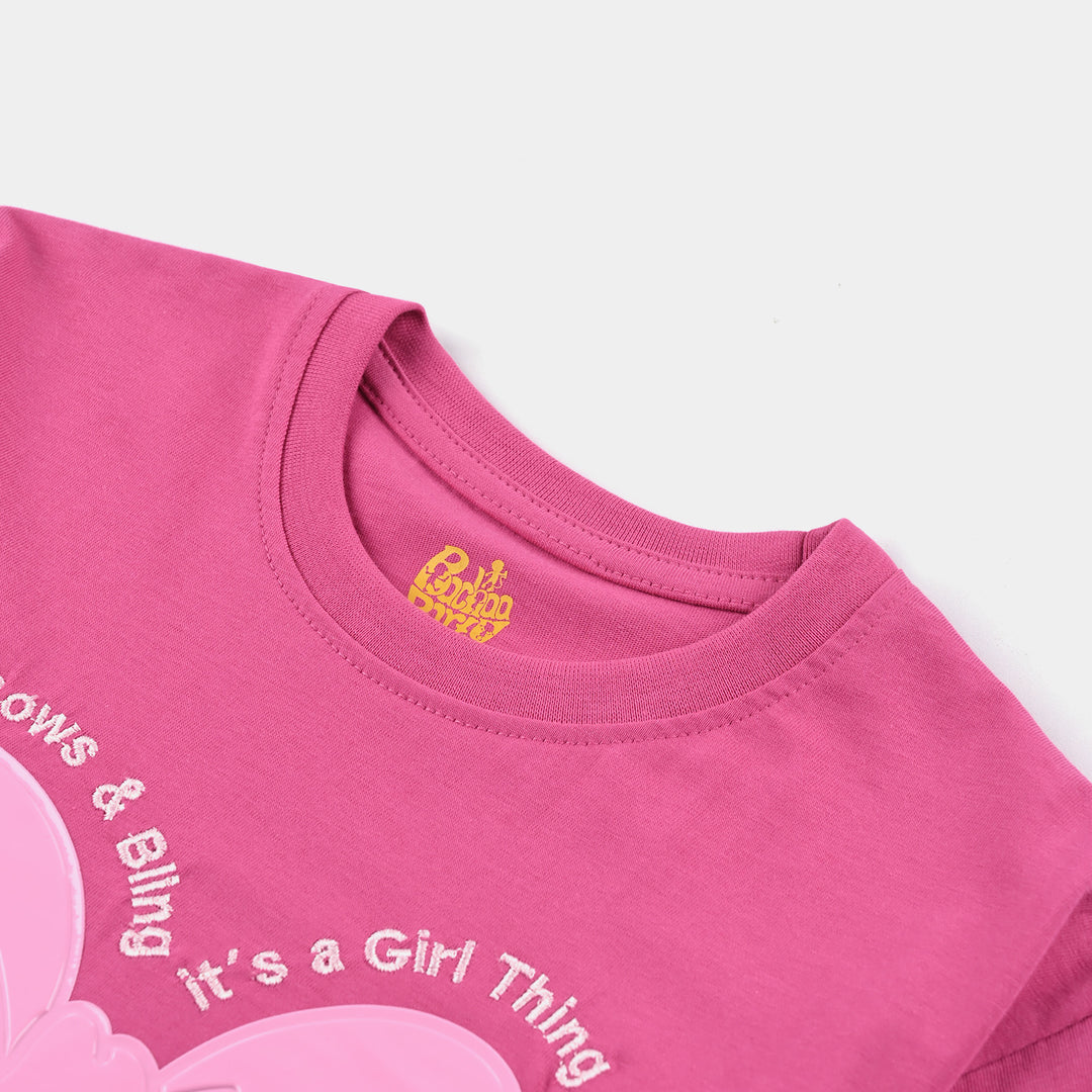 Girls Cotton jersey T-Shirt H/S Lovely-Fuchsia