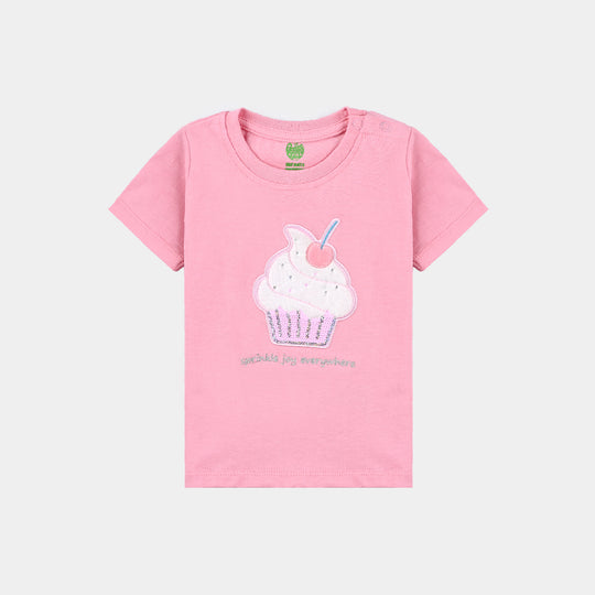 Infant Girls Cotton Jersey T-Shirt Sprinkle-C.Pink