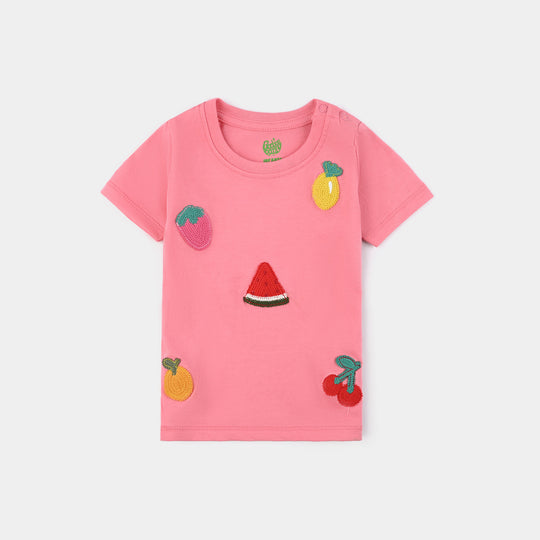 Infant Girls Cotton Jersey T-Shirt Fruits-STRAWBERRY