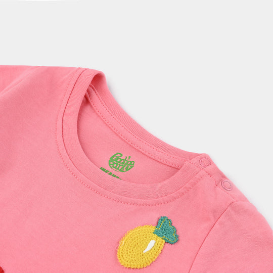 Infant Girls Cotton Jersey T-Shirt Fruits-STRAWBERRY