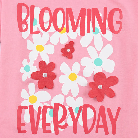 Girls Cotton Jersey T-Shirt H/S Blooming-C.Pink