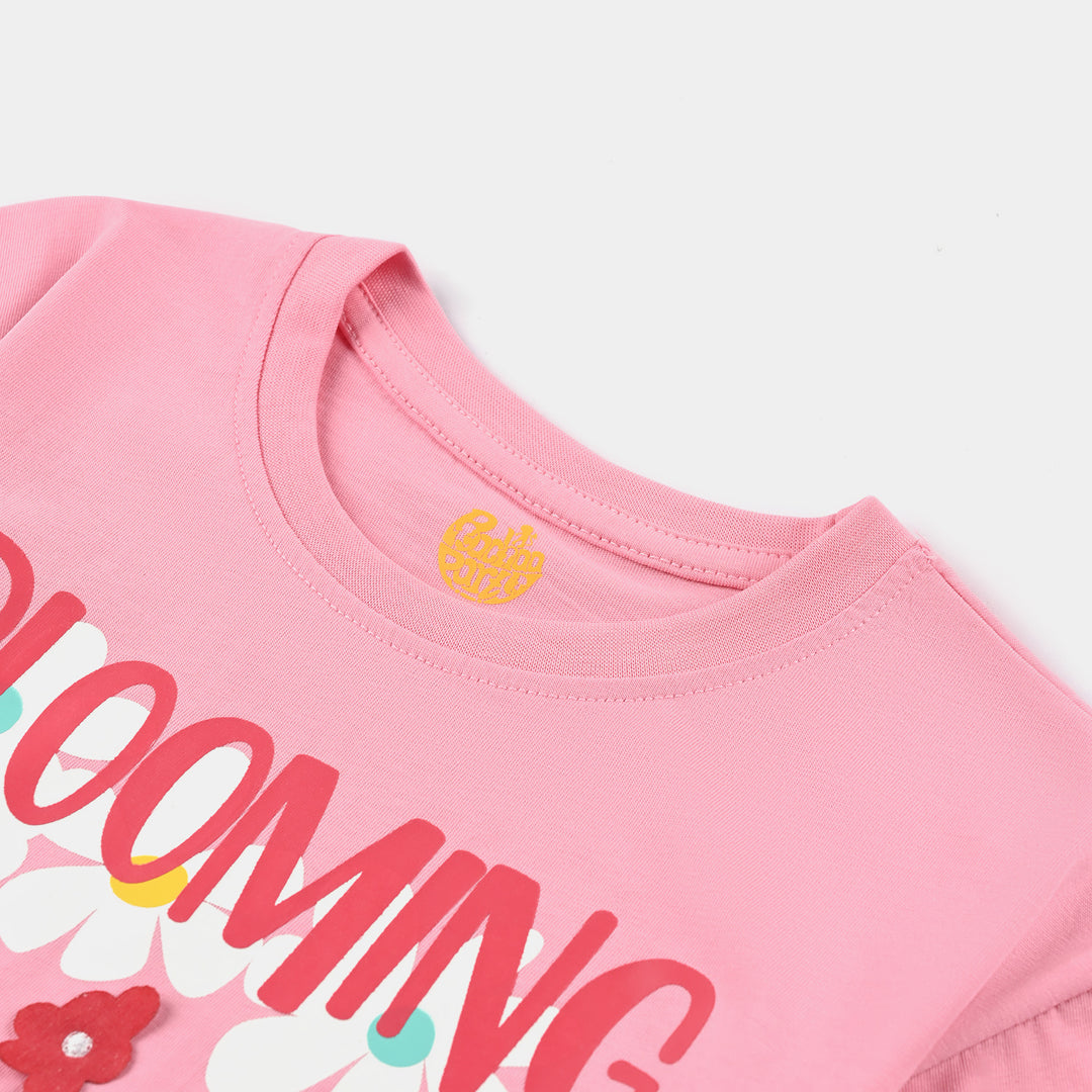 Girls Cotton Jersey T-Shirt H/S Blooming-C.Pink