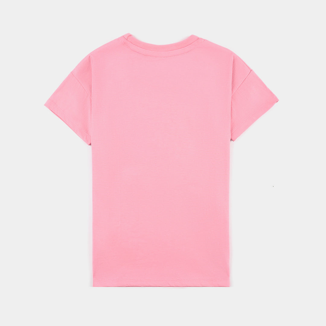 Girls Cotton Jersey T-Shirt H/S Blooming-C.Pink