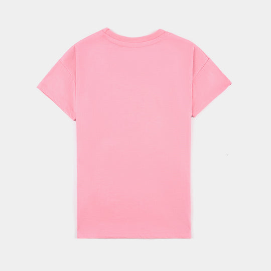 Girls Cotton Jersey T-Shirt H/S Blooming-C.Pink