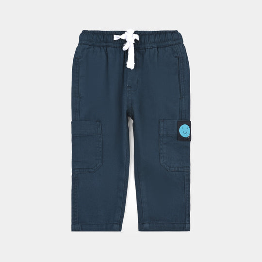 Infant Boys Cotton Twill Pant Happy-Navy Blue