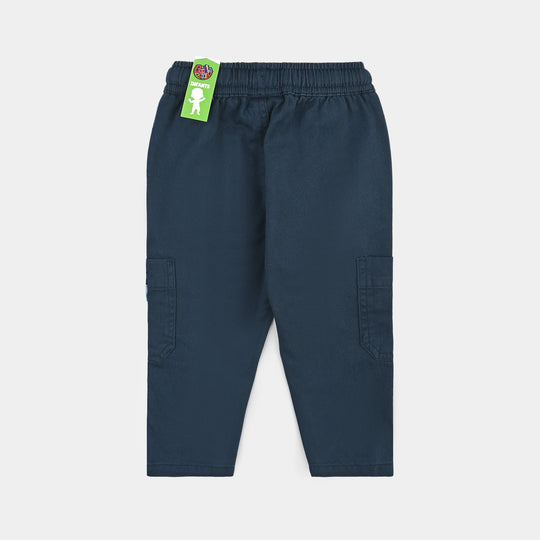 Infant Boys Cotton Twill Pant Happy-Navy Blue