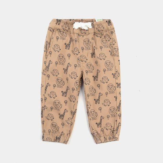 Infant Boys Cotton Twill Pant Happy Every Day-BROWN