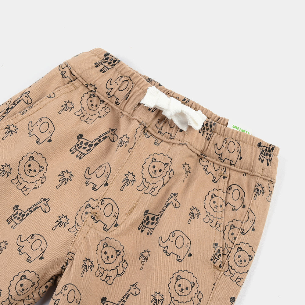 Infant Boys Cotton Twill Pant Happy Every Day-BROWN