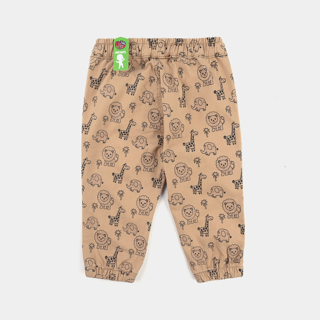 Infant Boys Cotton Twill Pant Happy Every Day-BROWN