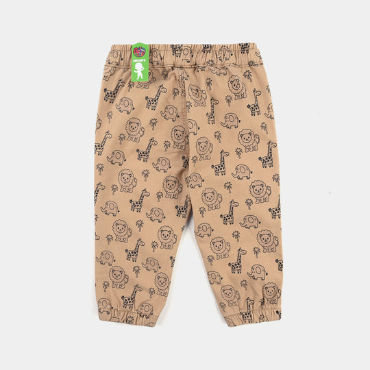 Infant Boys Cotton Twill Pant Happy Every Day-BROWN