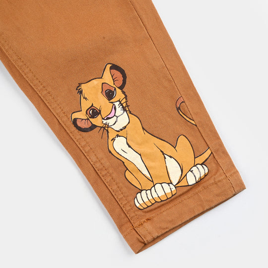 Infant Boys Cotton Twill Pant Lion King-Lt.Brown
