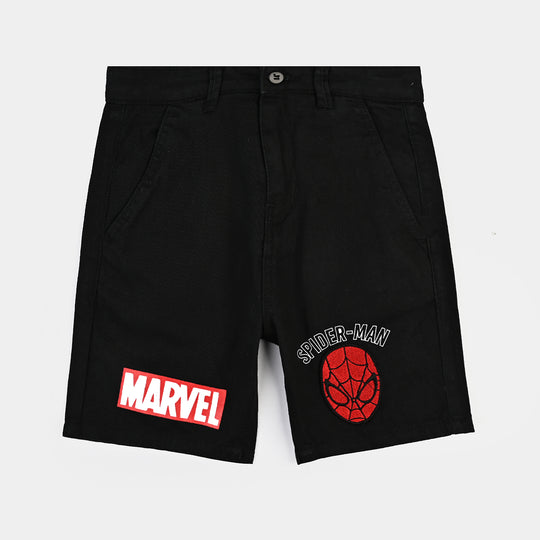 Boys Cotton Twill Short Spider-BLACK