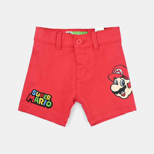 Infant Boys Cotton Twill Short-Red