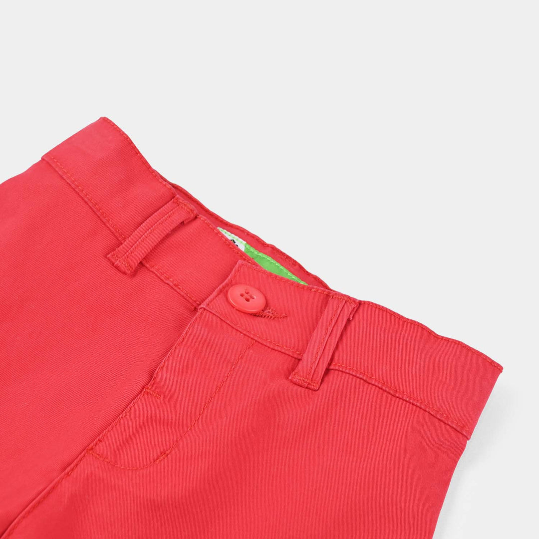 Infant Boys Cotton Twill Short-Red