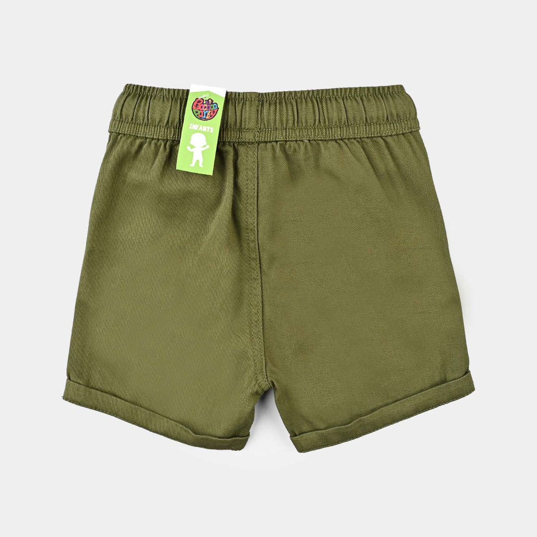 Infant Boys Cotton Twill Short -Dark Green