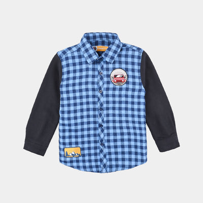 Boys Flannel Casual Shirt F/S (Forest Camp)-Blue