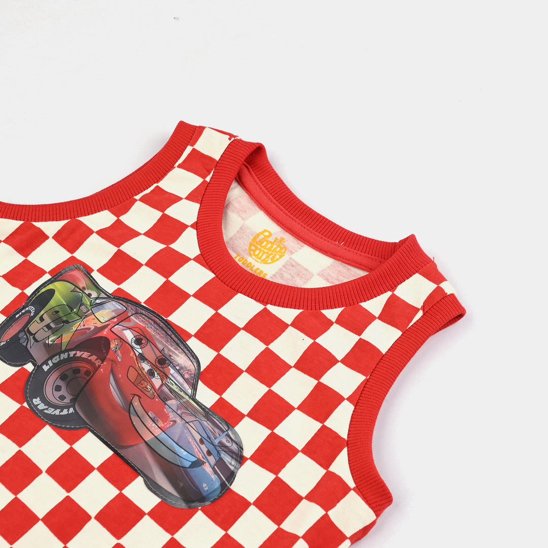 Boys Cotton Jersey Sando Cars-Vanilla Ice