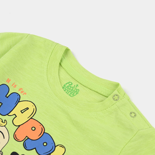 Infant Boys Cotton Jersey T-Shirt Happy-Sharp.Gren