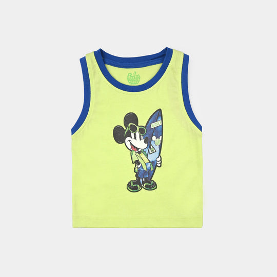 Infant Boys Cotton Jersey Sando Mickey Surf-Sharp Green