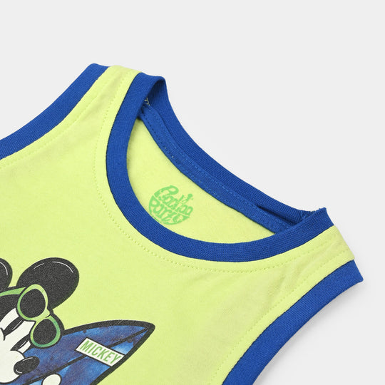 Infant Boys Cotton Jersey Sando Mickey Surf-Sharp Green