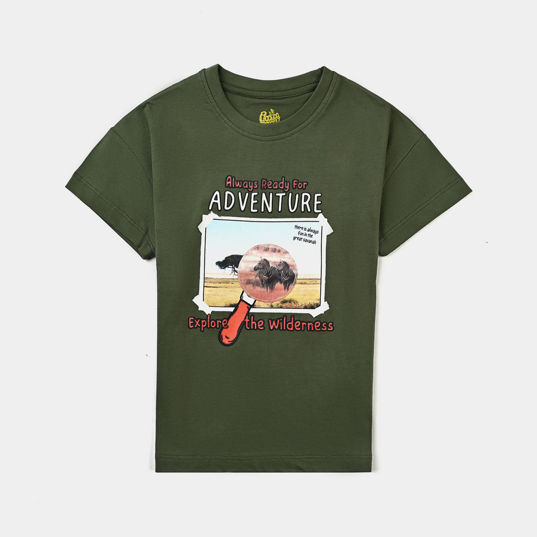 Boys Cotton Jersey T-Shirt H/S Adventure-Chive