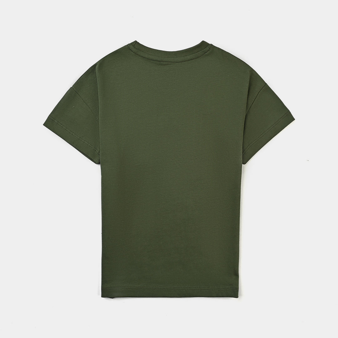 Boys Cotton Jersey T-Shirt H/S Adventure-Chive