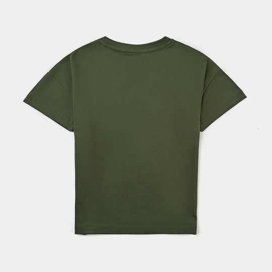 Boys Cotton Jersey T-Shirt H/S Chill Here-Chive