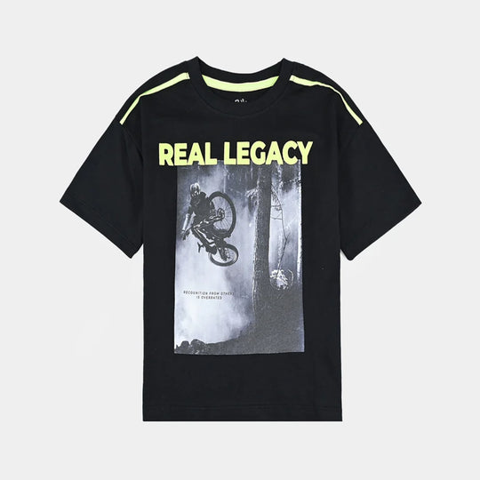 Boys Cotton Jersey T-Shirt H/S Real Legacy-Jet Black