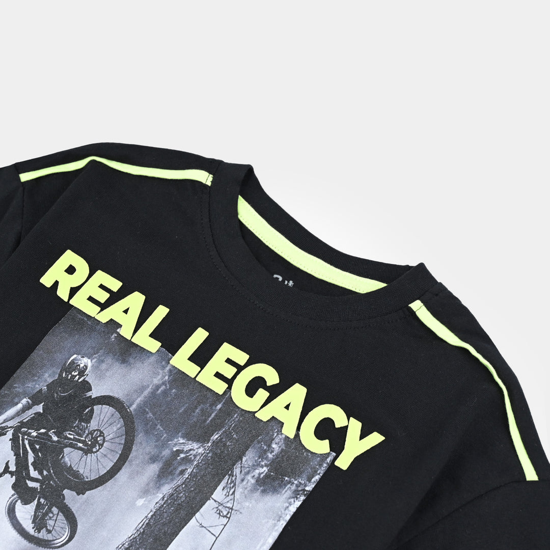 Boys Cotton Jersey T-Shirt H/S Real Legacy-Jet Black