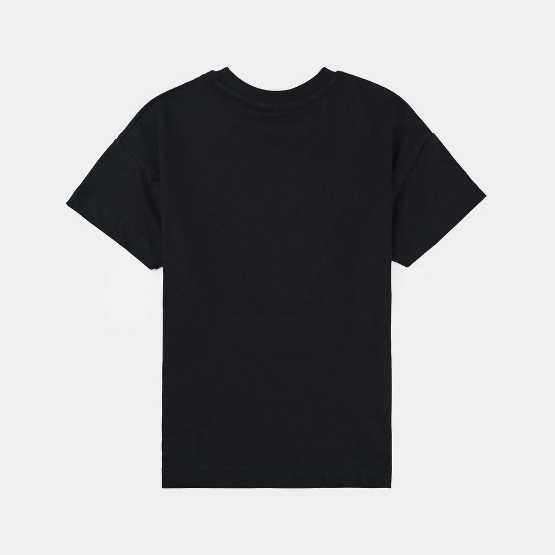 Boys Cotton Jersey T-Shirt H/S Lion-Jet Black