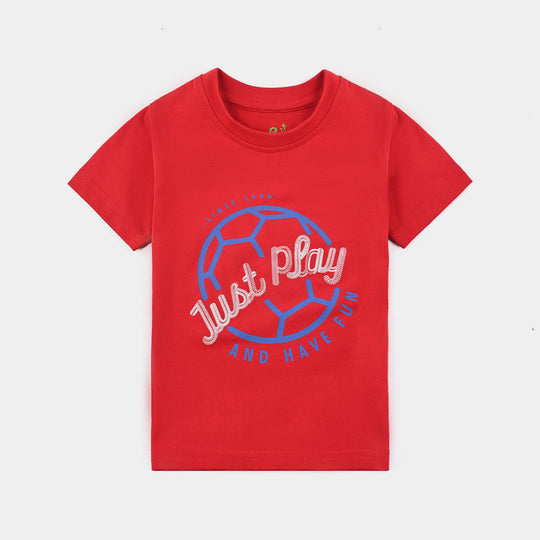 Boys Cotton Jersey T-Shirt H/S Just Play-HR.Red