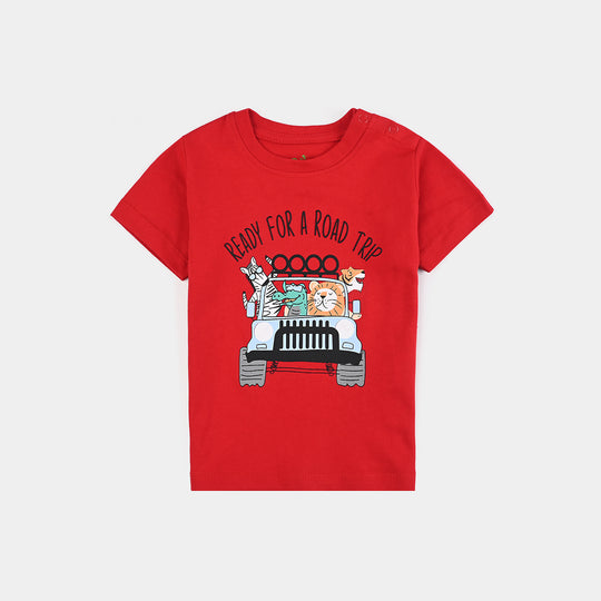 Infant Boys Cotton Jersey T-Shirt Ready For A Roar Trip-HR.Red