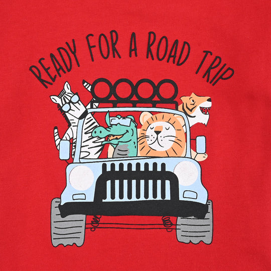 Infant Boys Cotton Jersey T-Shirt Ready For A Roar Trip-HR.Red