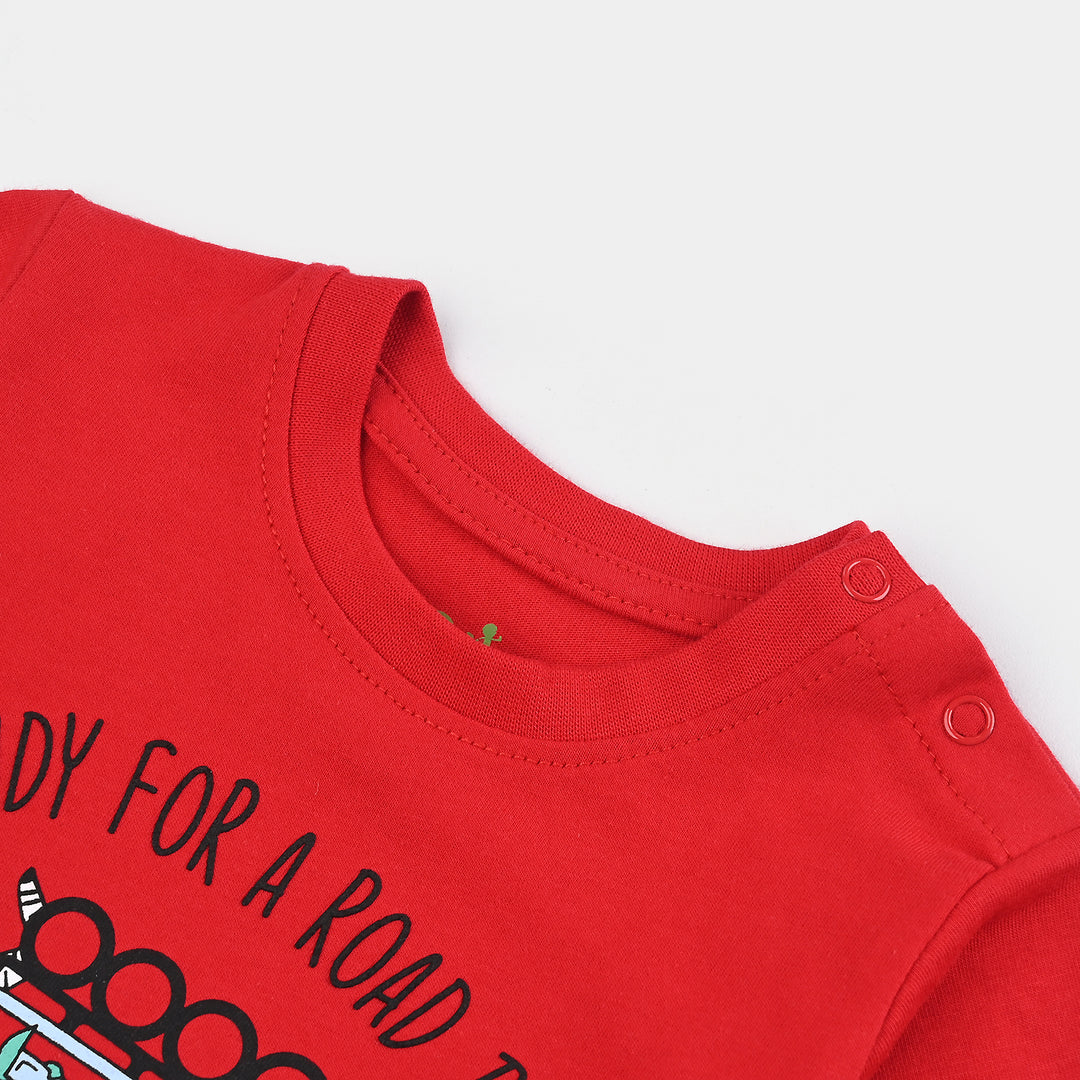 Infant Boys Cotton Jersey T-Shirt Ready For A Roar Trip-HR.Red