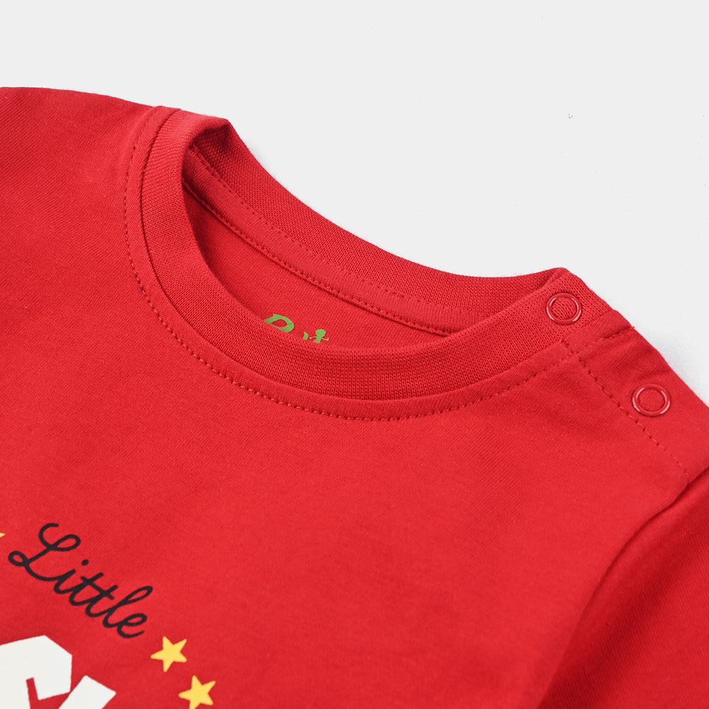 Infant Boys Cotton Jersey Round Neck T-Shirt Little Crusher-HR.Red