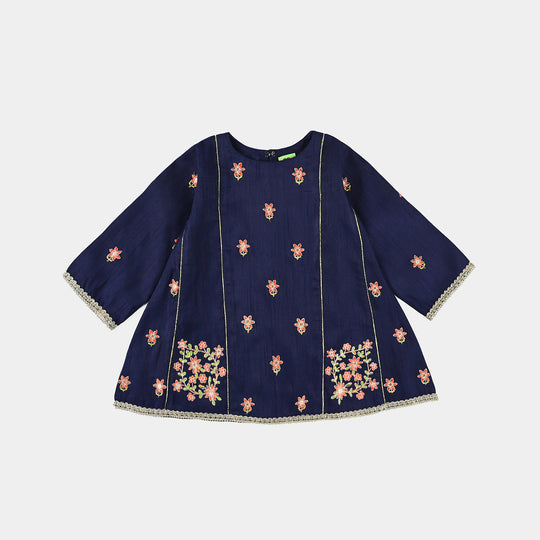 Girls Raw Silk 3 Pcs Umang-Navy Blue