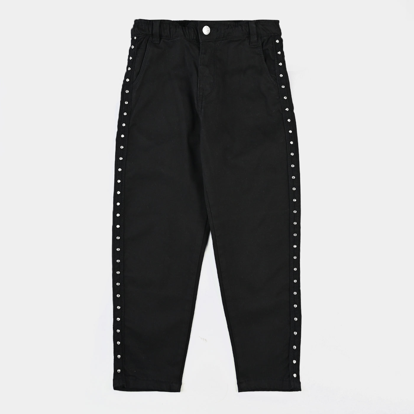 Girls Cotton Twill Pant China Tape-BLACK