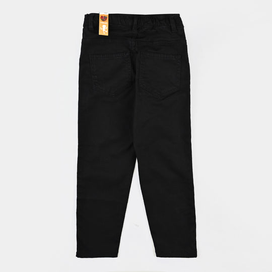 Girls Cotton Twill Pant China Tape-BLACK