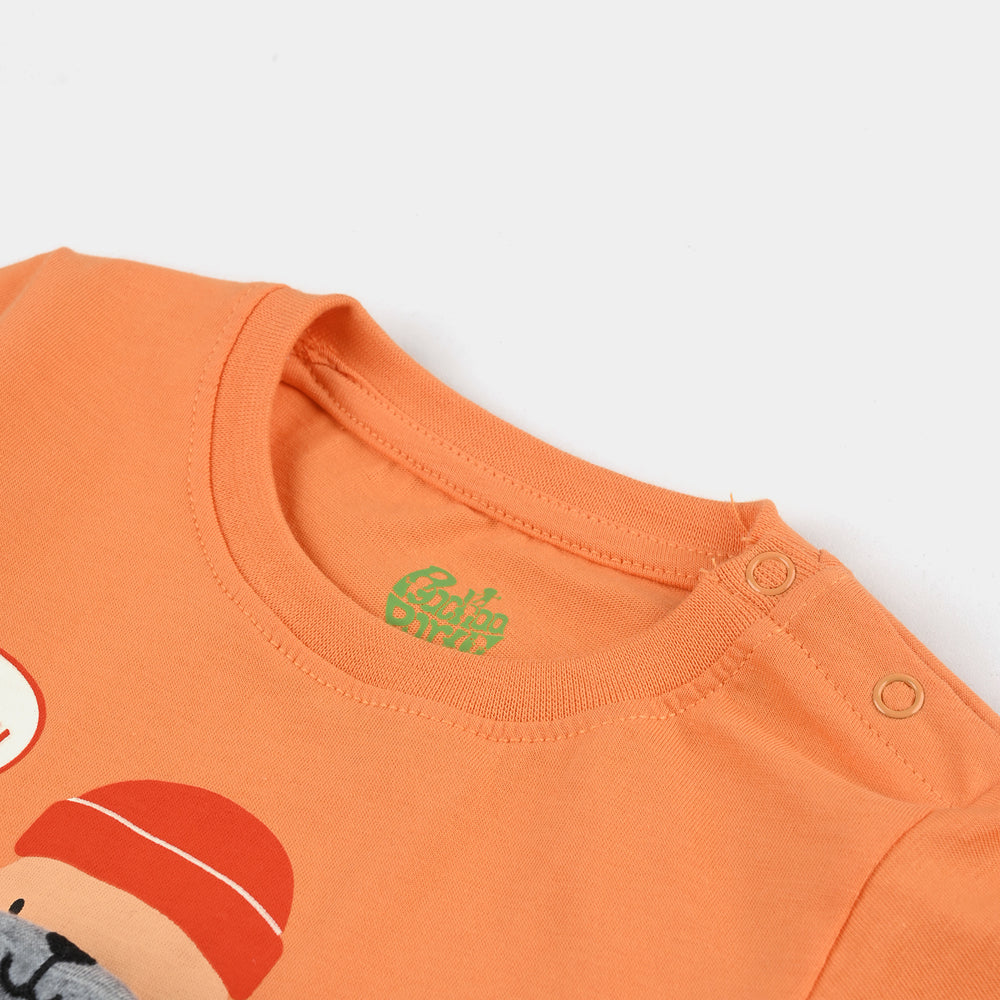 Infant Boys Cotton Jersey Round Neck T-Shirt AHOY- Orange