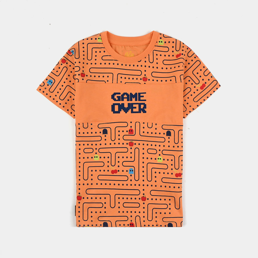 Boys Cotton Jersey T-Shirt H/S Game Over