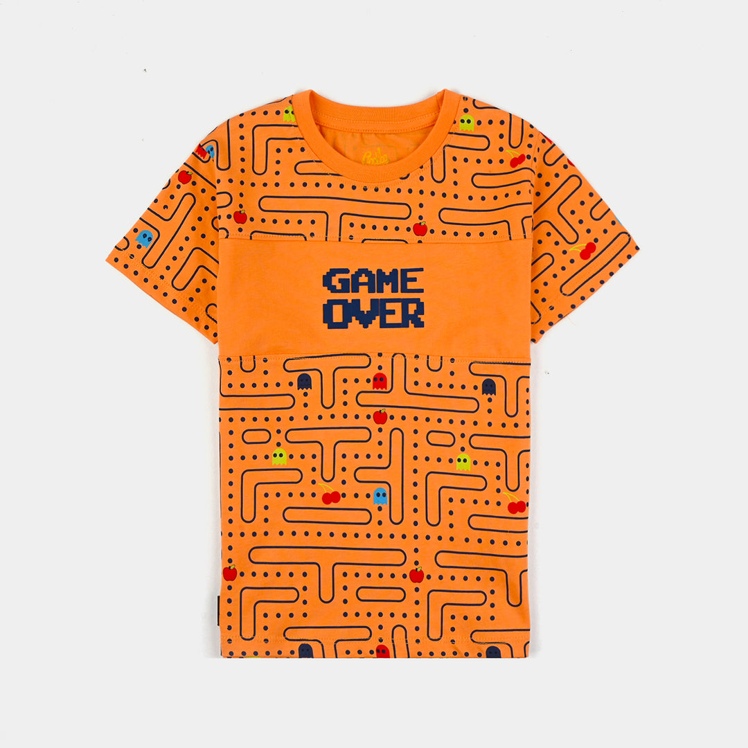 Boys Cotton Jersey T-Shirt H/S Game Over